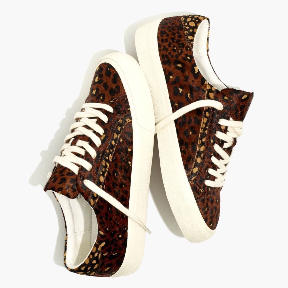 Madewell Sidewalk Low-Top Sneakers in Painted Leopard Colorblock Calf Hair 8